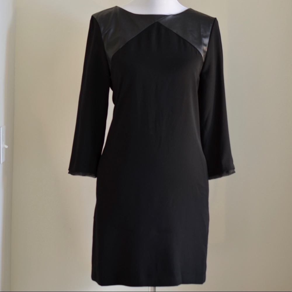 Zara Black Dress with Faux Leather Shoulders